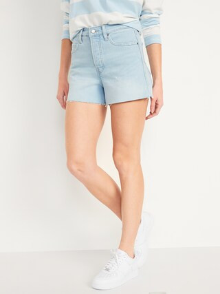 Higher High-Waisted Button-Fly Sky-Hi A-Line Cut-Off Jean Shorts for Women -- 3-inch inseam | Old Navy (US)