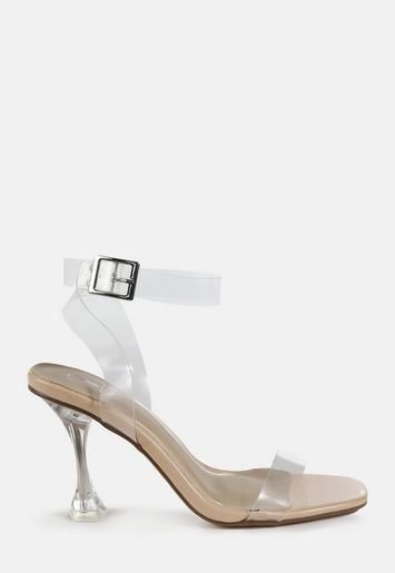 Nude Mid Heel Perspex Sandals | Missguided (US & CA)