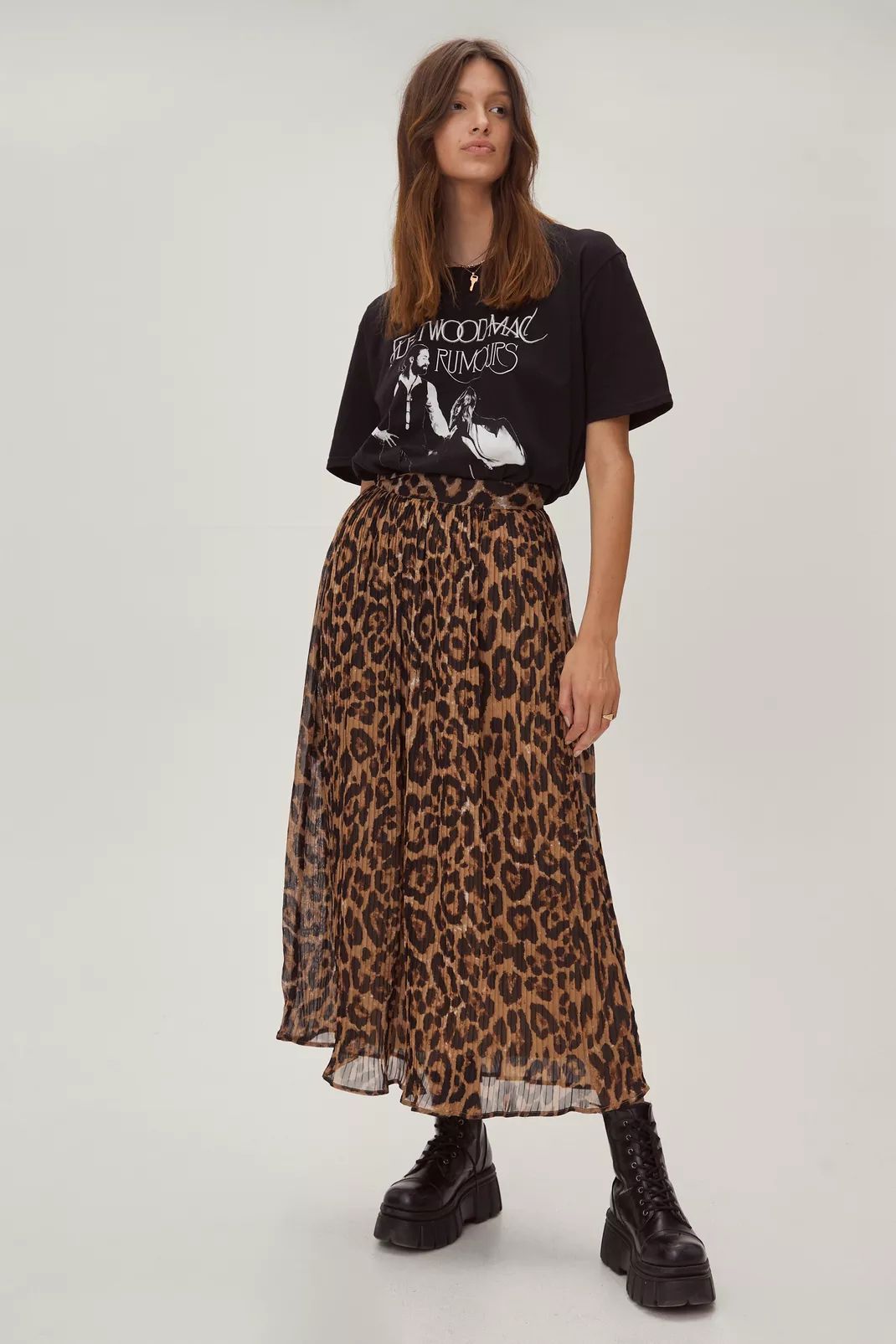 Pleated Leopard Midi Skirt | NastyGal (UK, IE)