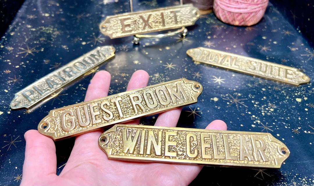 Retro Door Flair! Solid Brass Vintage Nautical Door Placards FIVE Options! Wine Cellar, Guest Roo... | Etsy (US)