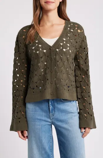 Bobeau Cotton Blend Lace Cardigan | Nordstrom | Nordstrom