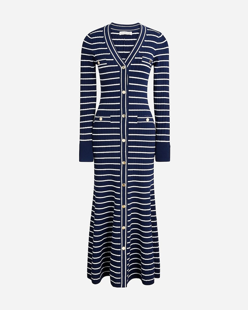 Button-up sweater-dress in stripe | J.Crew US