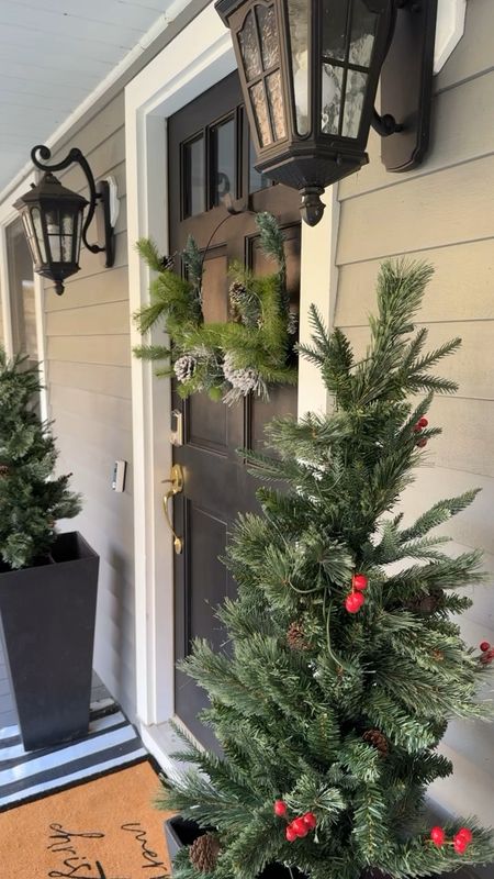 Christmas front porch. Christmas decor. Outdoor Christmas decor. Christmas entryway. Home finds. Walmart finds.  Christmas tree under $40

#LTKfindsunder50 #LTKhome #LTKHoliday