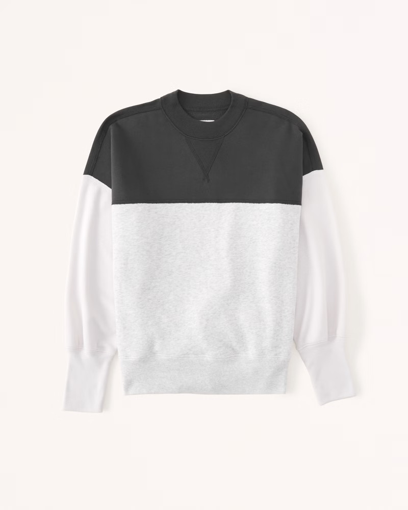 Women's Oversized Colorblock Tunic Crew Sweatshirt | Women's Tops | Abercrombie.com | Abercrombie & Fitch (US)