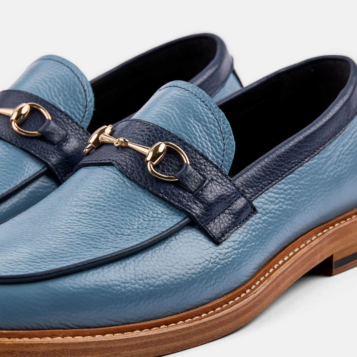 Boardwalk Blue Leather Horse-Bit Loafers | Marc Nolan