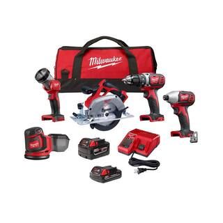 Milwaukee M18 18V Lithium-Ion Cordless Combo Kit (5-Tool) with 2-Batteries, Charger and Tool Bag ... | The Home Depot