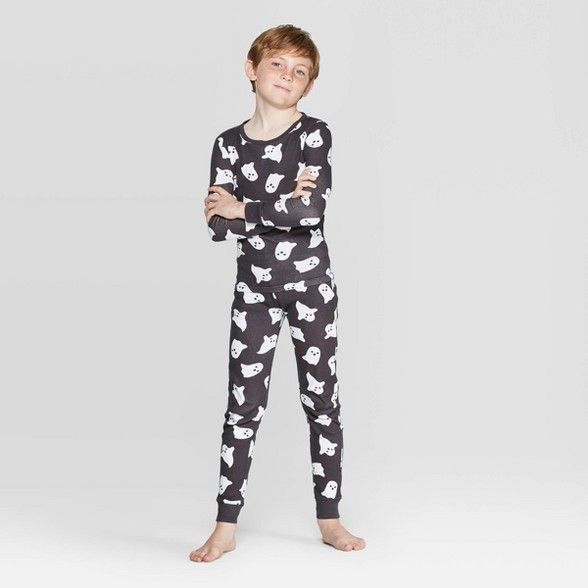 Kids Family Pajamas Ghost Pajama Set - Snooze Button Gray | Target