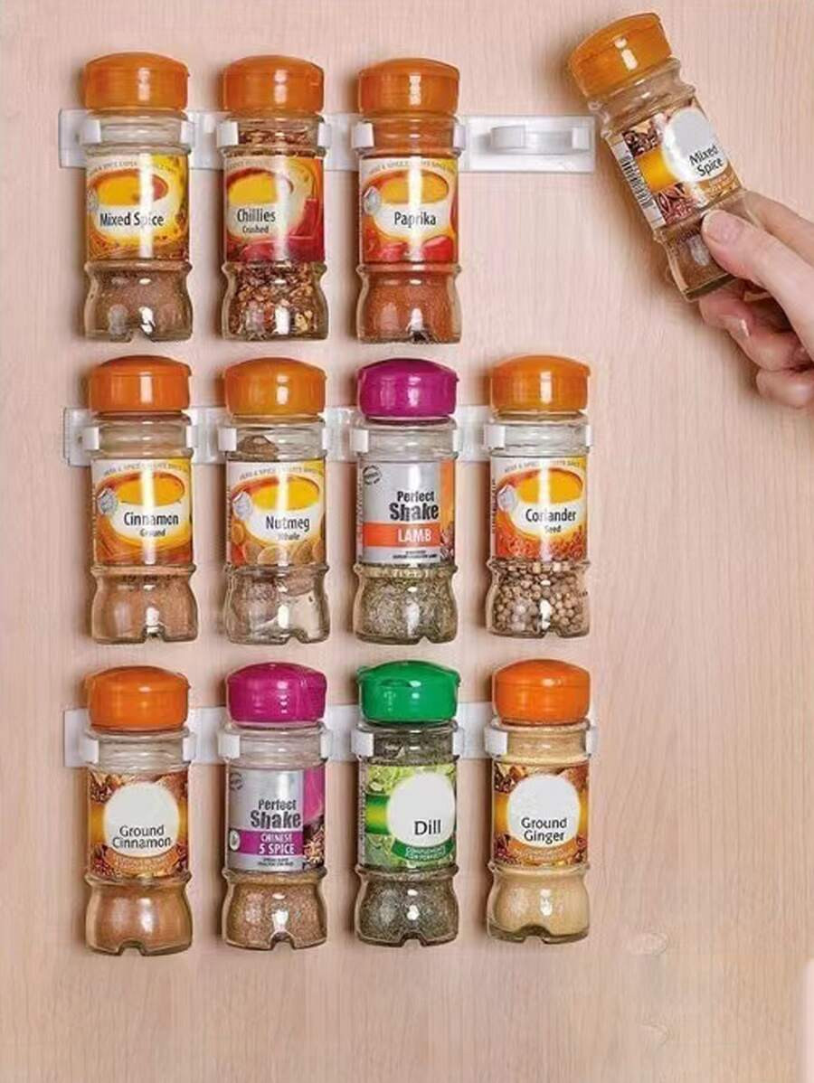 5pcs/set Kitchen Storage Rack For Spice Bottles With Clamps For Foods & Papers | SHEIN