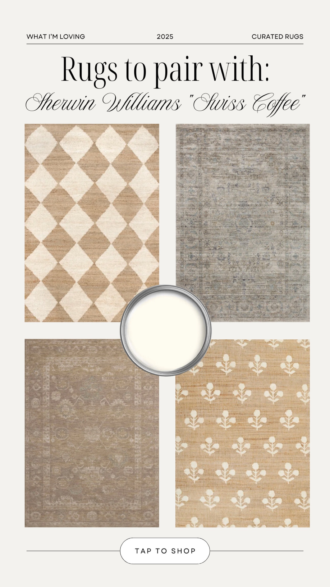 Looking for the perfect rug to complement Sherwin Williams ‘Swiss Coffee’? These neutral and timeless picks will elevate your space with warmth and texture. 🤍 #homeinspo #neutralhome #rugstyling

#LTKSaleAlert #LTKHome