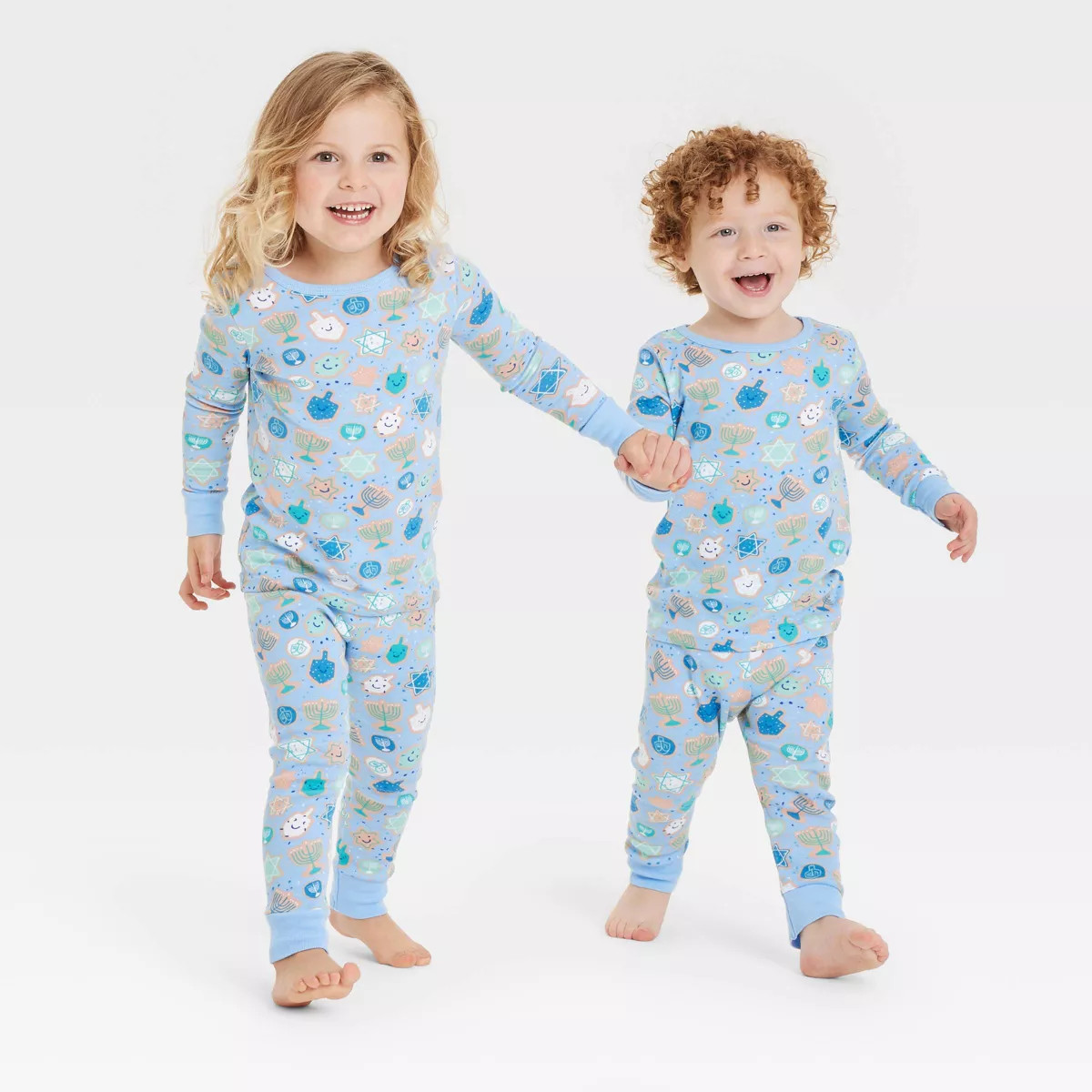 Toddler Hanukkah Cotton Ribbed Holiday Matching Family Pajama Set - Blue | Target