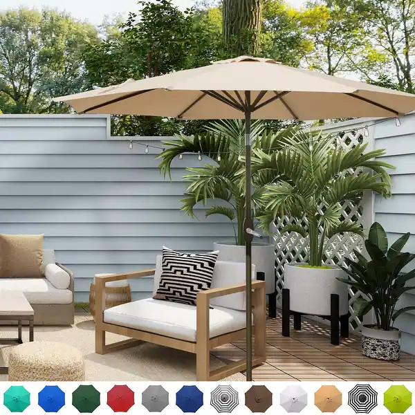 Holme 9-foot Steel Market Patio Umbrella with Tilt-and-Crank - Overstock - 20785141 | Bed Bath & Beyond