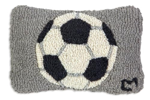 Chandler 4 Corners Artist-Designed Soccer Hand-Hooked Wool Decorative Throw Pillow - Soccer Pillow for Couches & Beds - Easy Care Low Maintenance Sports Home Decor - Great Gift for Dad | Amazon (US)