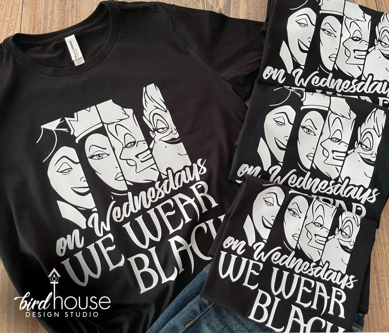 On Wednesdays We Wear Black Disney Villains Shirt Funny Mean | Etsy | Etsy (US)