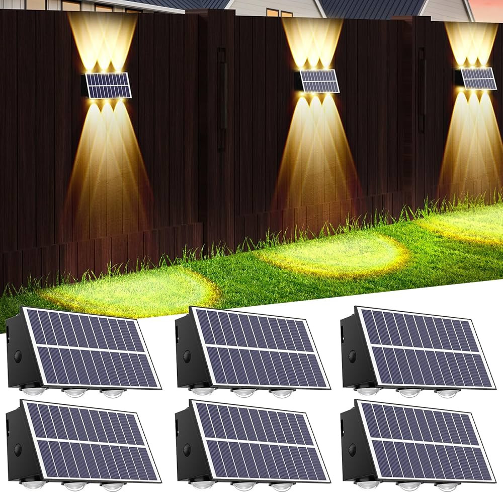 REINHARDT Solar Wall Lights Outdoor Solar Up and Down Lights Waterproof Dusk to Dawn Fence Solar ... | Amazon (US)