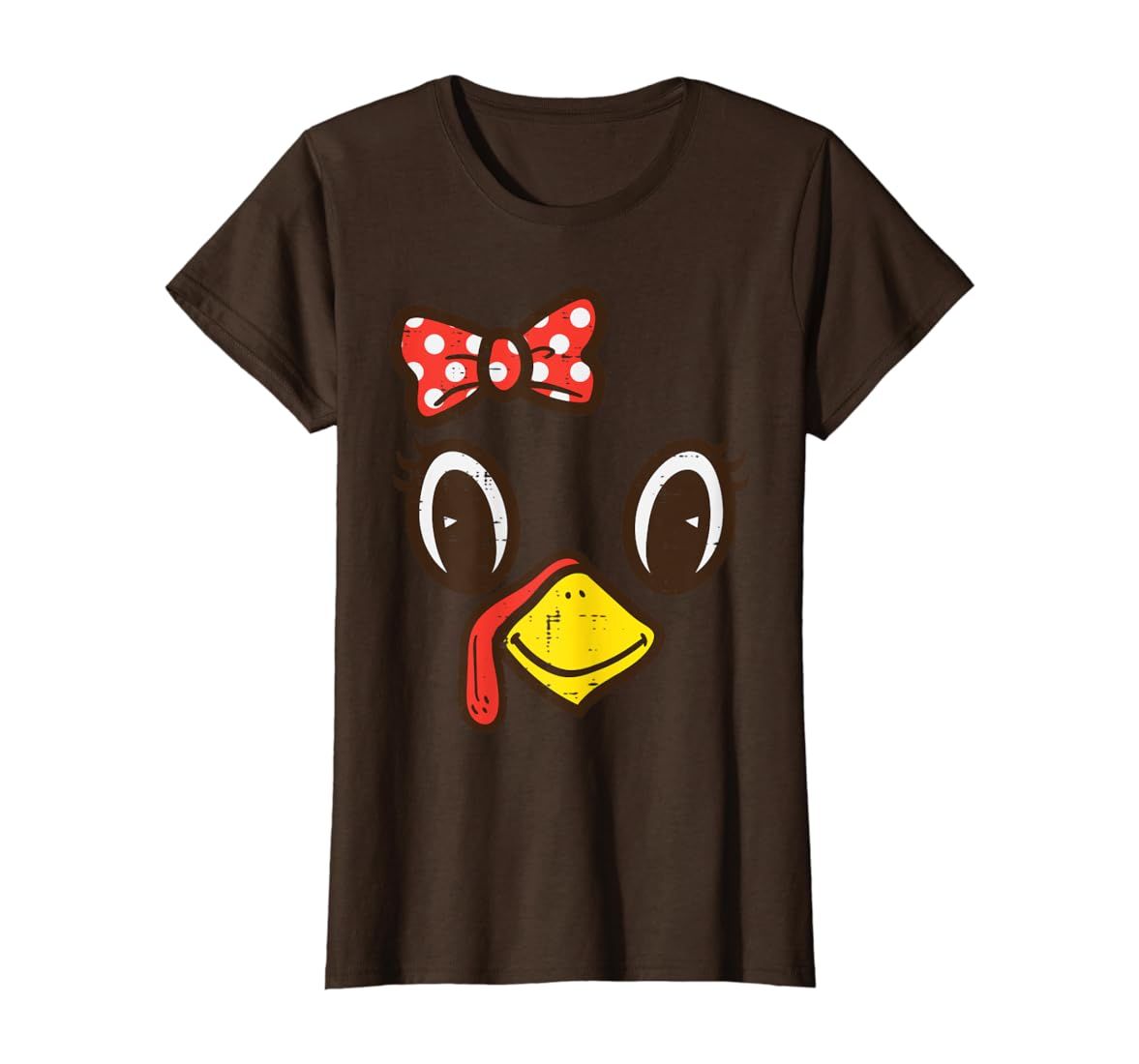 Cute Turkey Face Ribbon Thanksgiving Kid Toddler Girls Women T-Shirt | Amazon (US)
