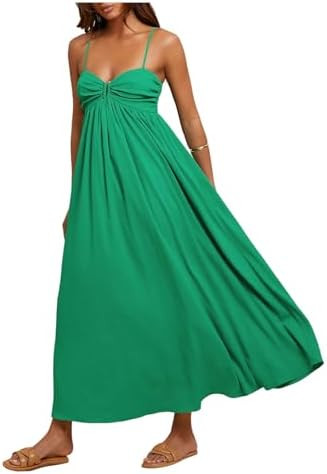 Women's Boho Maxi Dress Spring Summer Wedding Guest Dress Spaghetti Strap Sleeveless Vacation Flo... | Amazon (US)