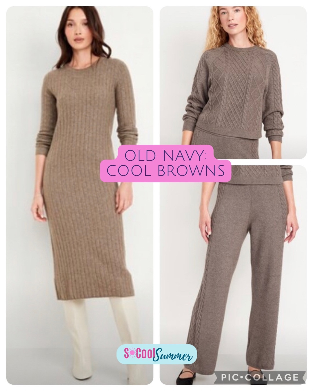 More cool browns at Old Navy.  Left is best for soft summers, right is better for cool and true summers (see the gray in it?)

#hocsummer #coolsummer #lightsummer #truesummer #softsummer #pastelsummer #darksummer #brownsummer #sweetpeasummer #summerpalette #summerfinds

#LTKFindsUnder50 #LTKSeasonal #LTKSaleAlert