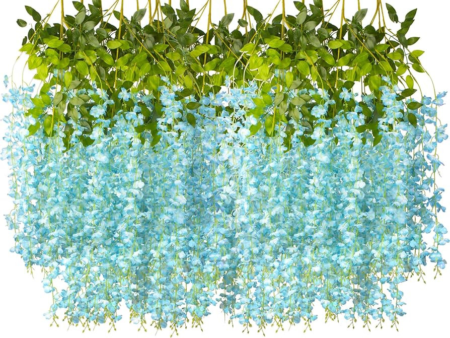 24 Pack Artificial Fake Wisteria Vine Ratta (3.75 Feet) Hanging Garland Silk Flowers String Home ... | Amazon (US)