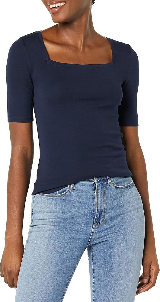 Amazon Essentials Women's Slim-Fit Half Sleeve Square Neck Summer T-Shirt | Amazon (US)