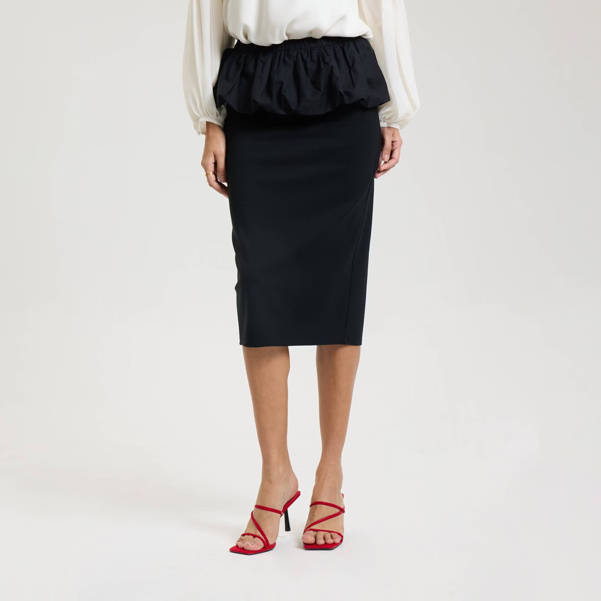 Women's Bubble Peplum Pencil Skirt - A New Day™ Black | Target