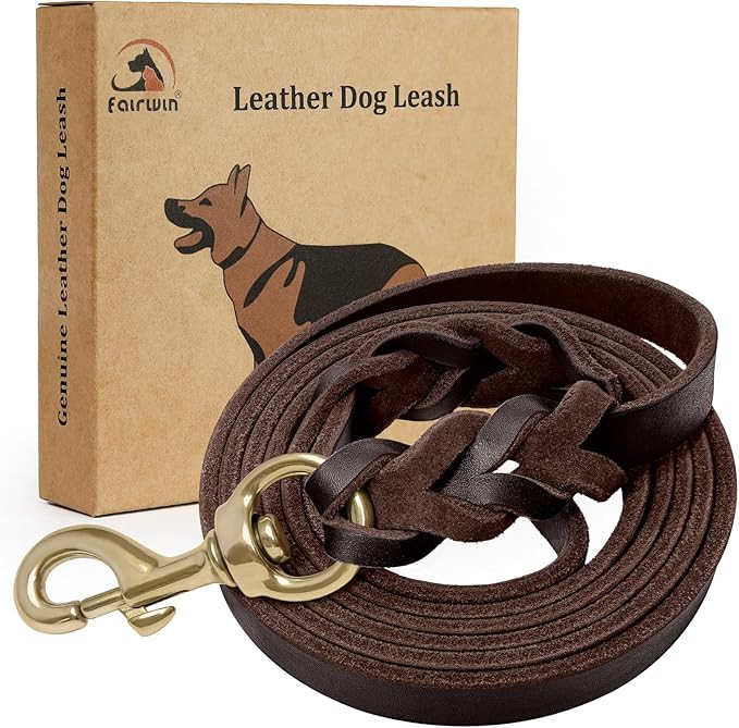 FAIRWIN Braided Leather Dog Training Leash 6 Foot - Military Grade Heavy Duty Dog Leash for Large... | Amazon (US)