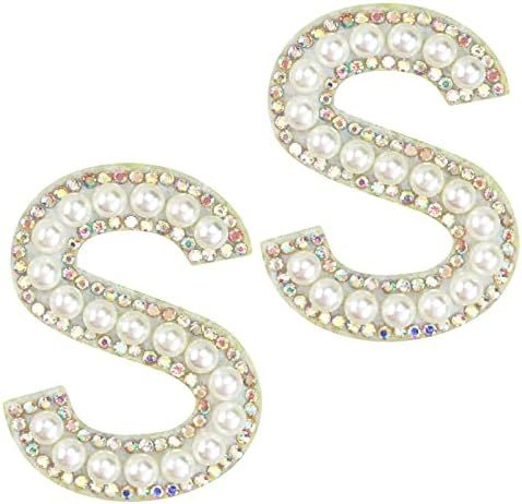 MY Storeone Sparkly Rhinestones and Elegant Pearls Iron On Patches for Clothing, A-Z Sew On Decorati | Amazon (US)