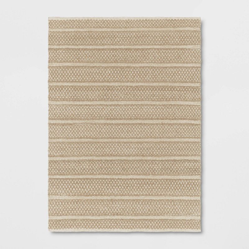 Textured Tonal Stripe Outdoor Rug Tan - Threshold™ designed with Studio McGee | Target