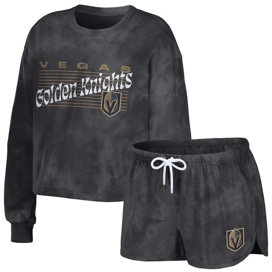 Vegas Golden Knights WEAR by Erin Andrews Women's Tie-Dye Cropped Pullover Sweatshirt & Shorts Lo... | Fanatics