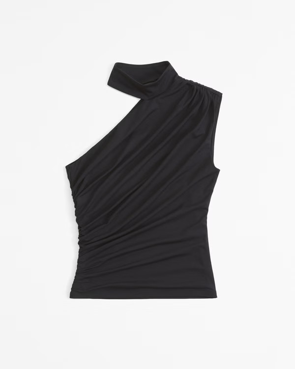 Asymmetrical Draped Mockneck Top | Abercrombie & Fitch (US)