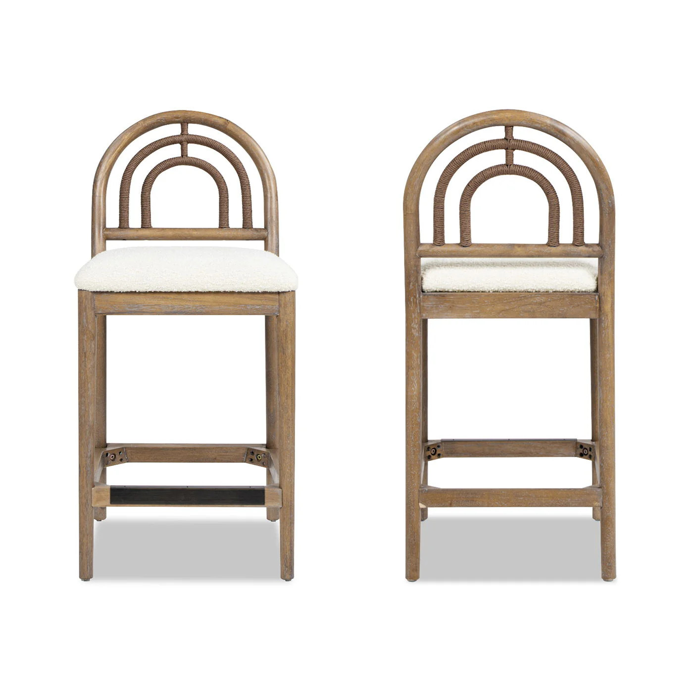 Leon - Arched Back & Upholstered Counter Stool (Set of 2) - Ivory White by Couch.com | Casual Chic Boutique