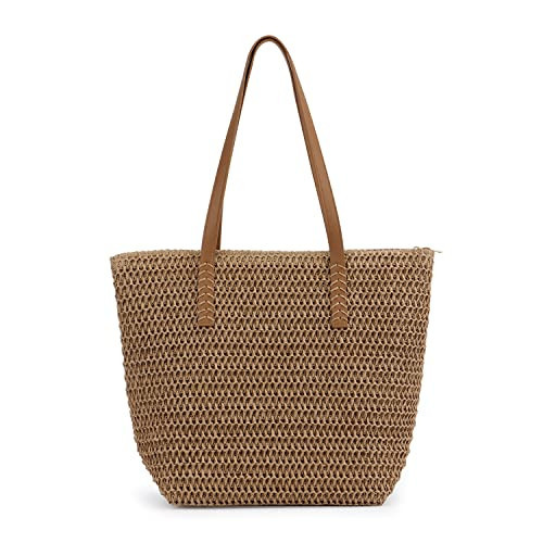 LHHMZ Women Straw Shoulder Bag Large Summer Beach Tote Bag Weave Handmade Straw Bags, 01-brown | Amazon (UK)
