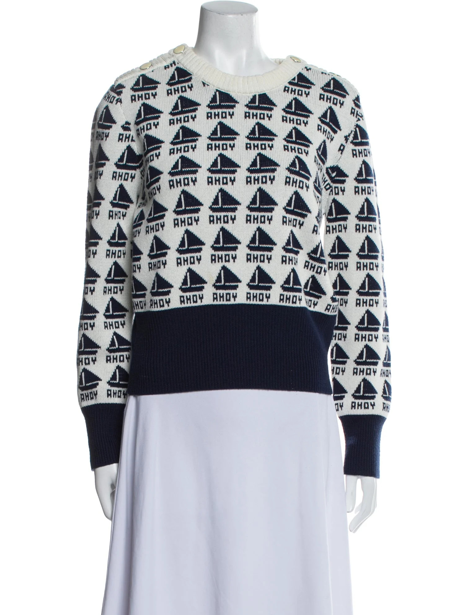 Printed Crew Neck Sweater | The RealReal