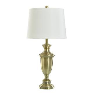 StyleCraft 30 in. Table Lamp - Mercury Glass Finish - Off-White Hardback Fabric Shade L313581ADS ... | The Home Depot