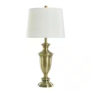 StyleCraft 30 in. Table Lamp - Mercury Glass Finish - Off-White Hardback Fabric Shade L313581ADS ... | The Home Depot