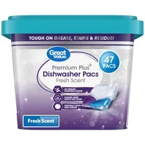 Great Value Premium Plus Dishwasher Pacs, Fresh Scent, 47 Count | Walmart (US)