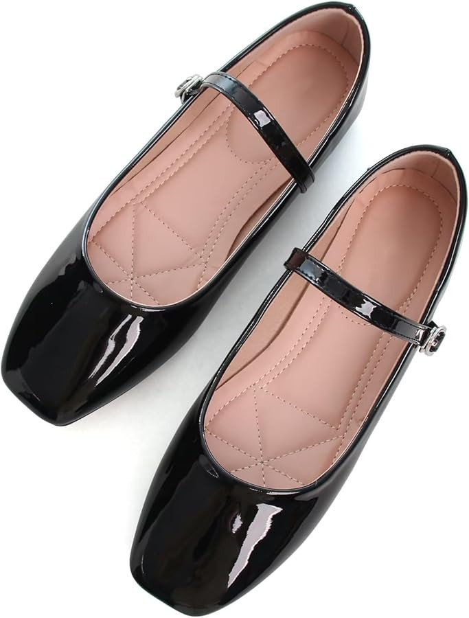 TN TANGNEST Leather Flats for Women Comfortable Square Toe Slip On Flats Soft Work Flats Retro Ma... | Amazon (US)