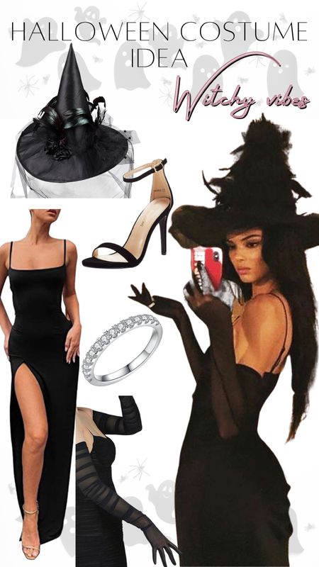 Witchy vibes costume 

Halloween costume | witch costume | black feather witch hat | sexy black dress | black heels : black gloves | silver ring 

#LTKSeasonal #LTKHalloween #LTKunder100