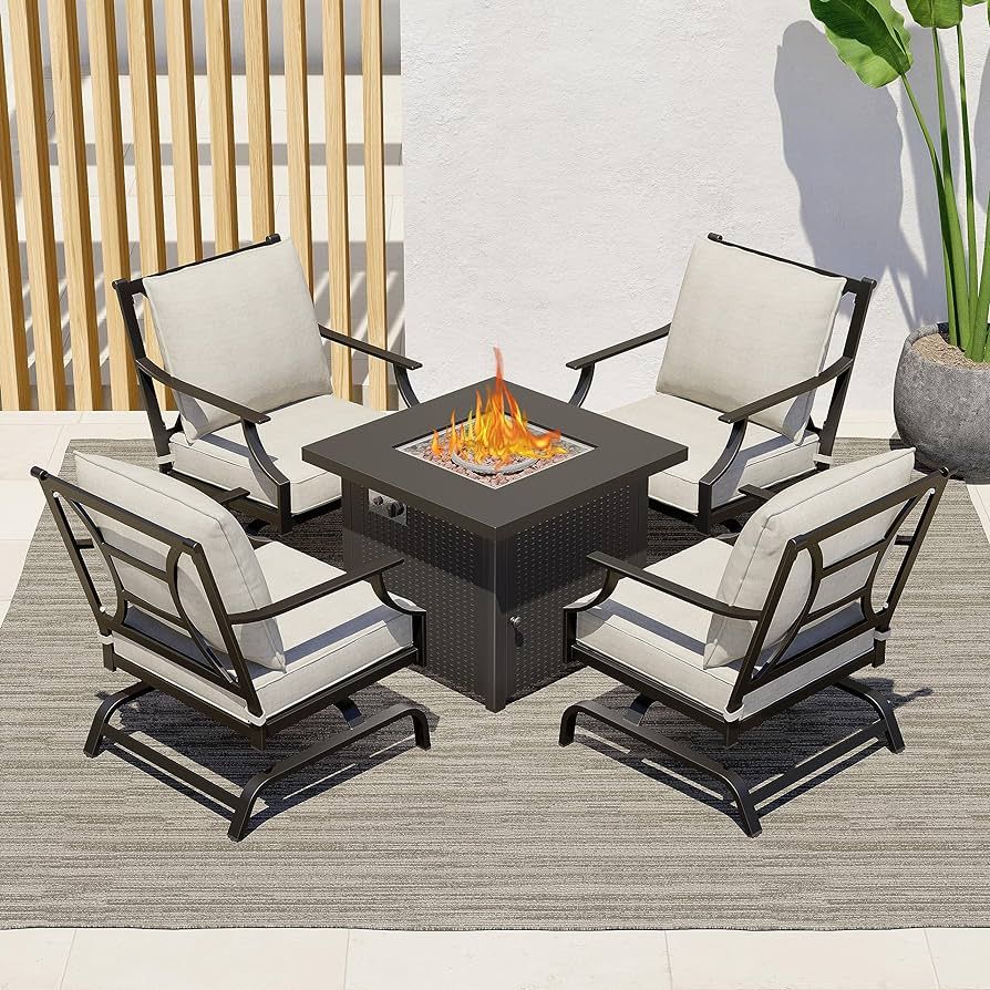 Grand patio 5-Piece Patio Furniture Sets with 30 Inch CSA Approved 50,000 BTU Steel Square Propan... | Amazon (US)
