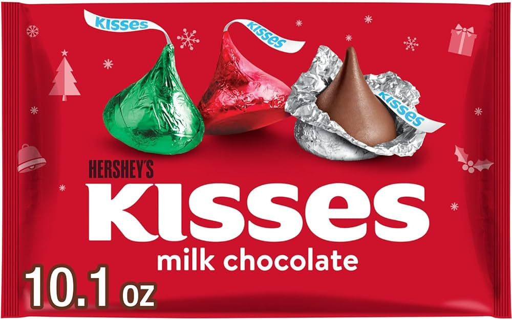 HERSHEY'S KISSES Milk Chocolate, Christmas Candy Bag, 10.1 oz | Amazon (US)
