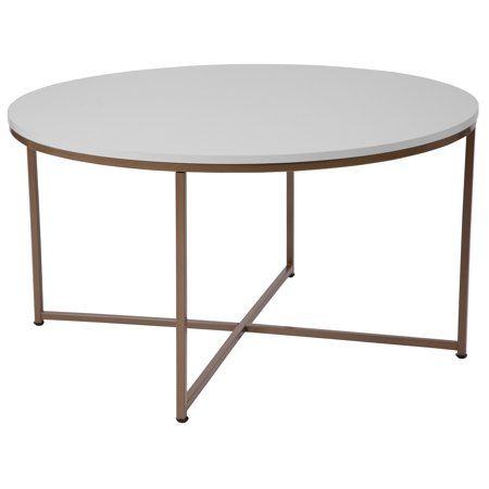 Flash Furniture Hampstead Collection White Coffee Table with Matte Gold Frame | Walmart (US)