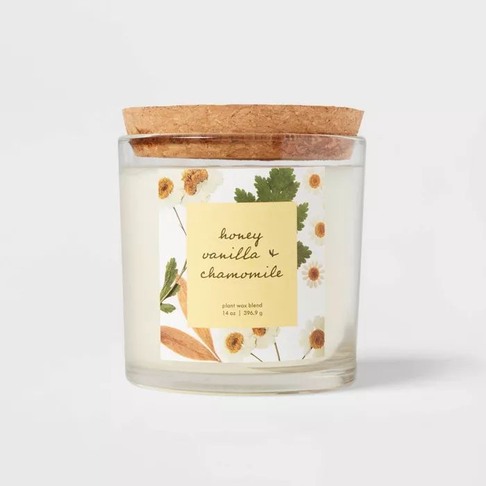 Glass Candle with Cork Lid Honey Vanilla and Chamomile - Threshold™ | Target