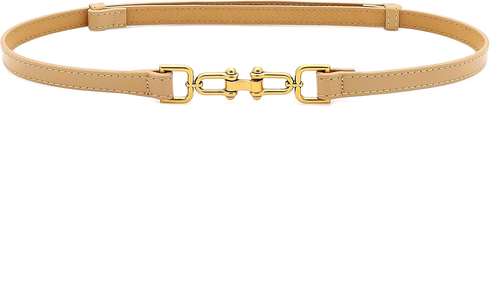 BAOKELAN Skinny Leather Belts for Women Slim Waist Belt Patent Leather with Gold Buckle for Dress | Amazon (US)