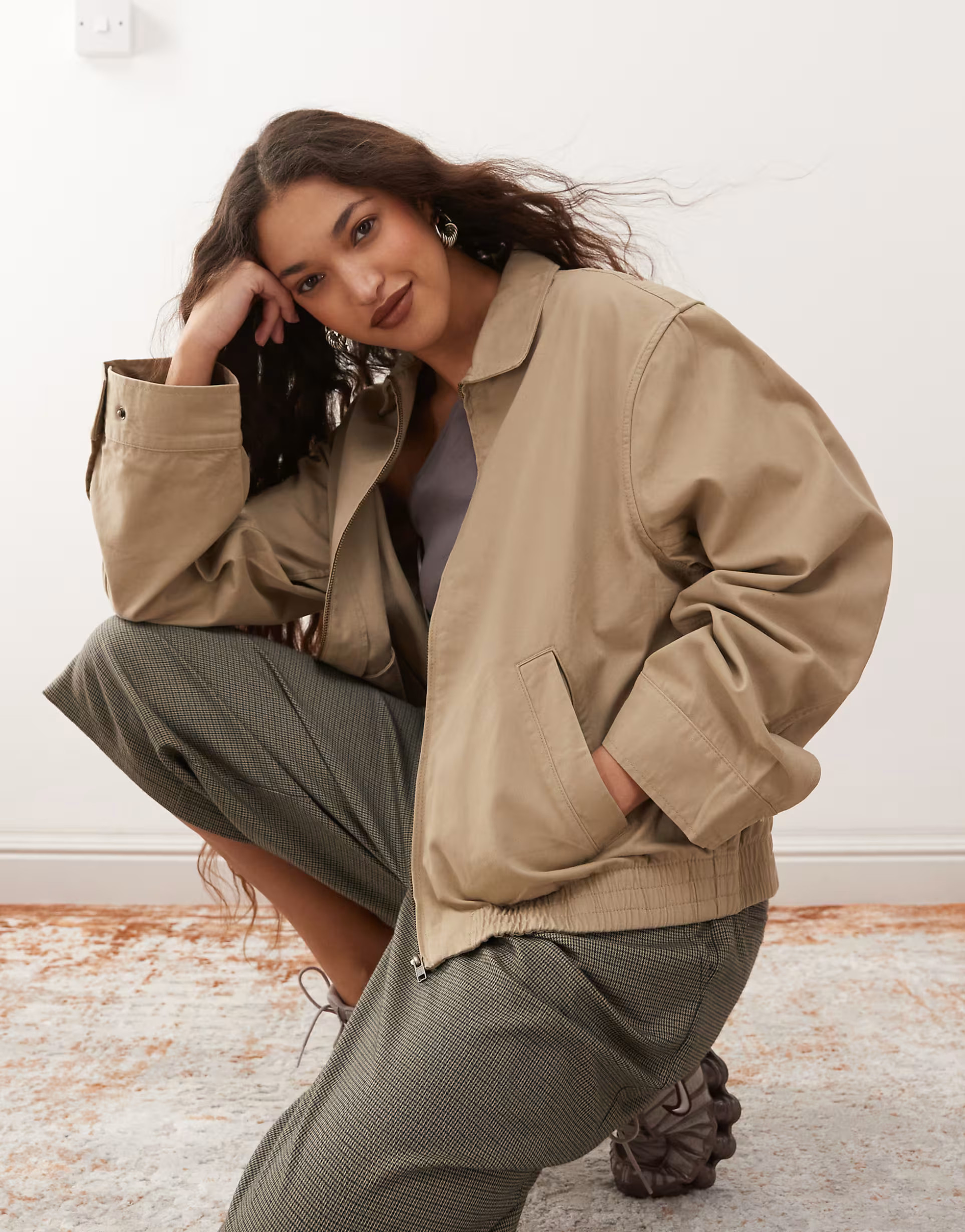 Weekday oversized boxy fit jacket in beige | ASOS | ASOS (Global)