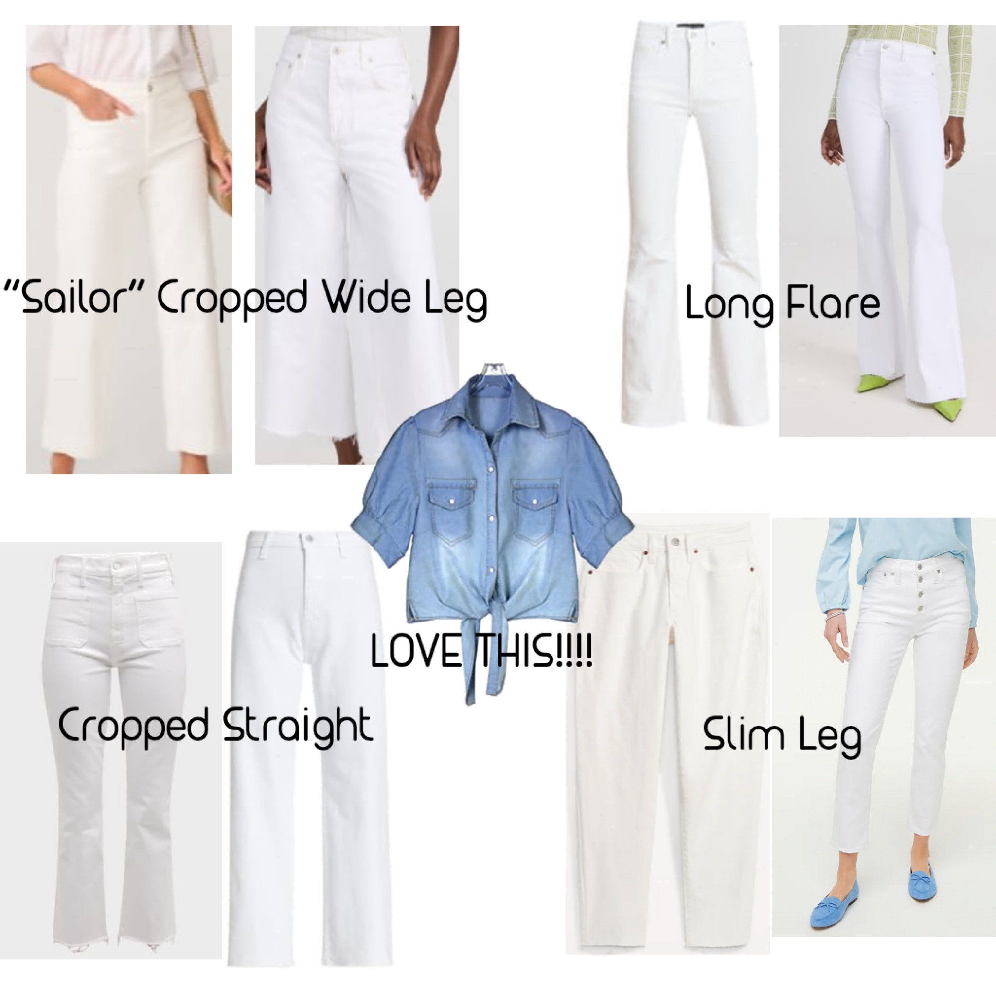 My favorite styles of white jeans !  Cropped straight, cropped wide leg, long glare, slim leg 

#LTKFind #LTKstyletip #LTKSeasonal