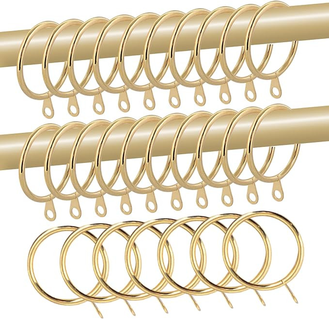 28 pcs 1.5-Inch Inner Diameter Metal Drapery Rings Curtain Rings with Eyelets, Decorative Curtain... | Amazon (US)
