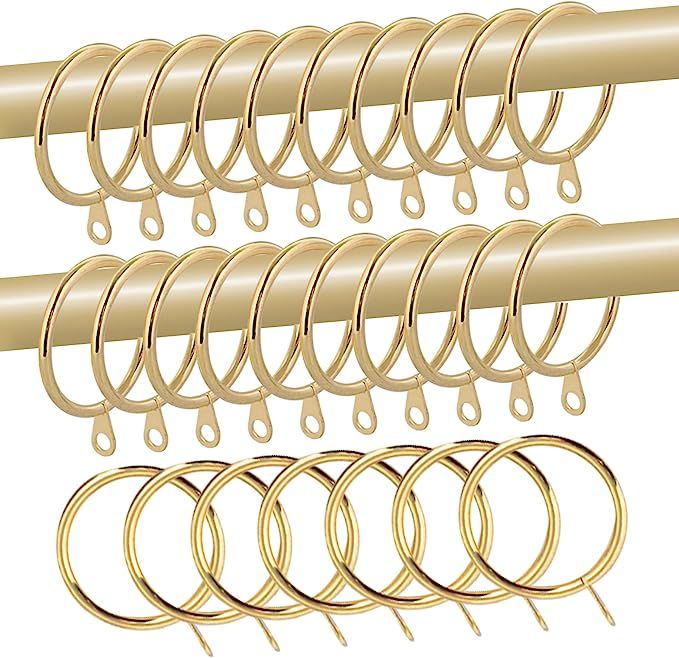 28 pcs 1.5-Inch Inner Diameter Metal Drapery Rings Curtain Rings with Eyelets, Decorative Curtain... | Amazon (US)