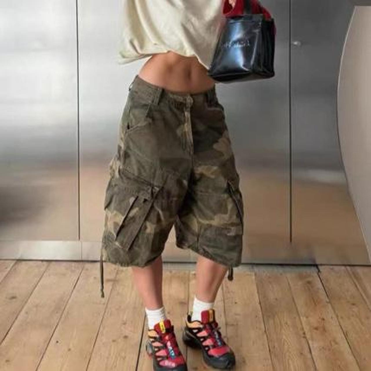 Jaded London Women's Shorts - Khaki/Green | Depop US