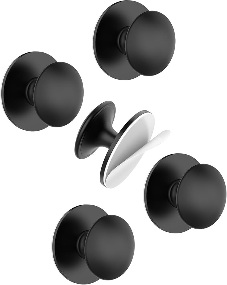 10 Pack Black Self-Adhesive Cabinet Knobs, Self-Stick Hardware Kitchen Cabinet Handles, No-Punch ... | Amazon (US)