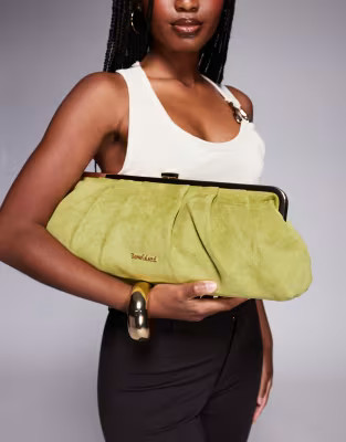 River Island oversized clutch bag in green suedette | ASOS (Global)