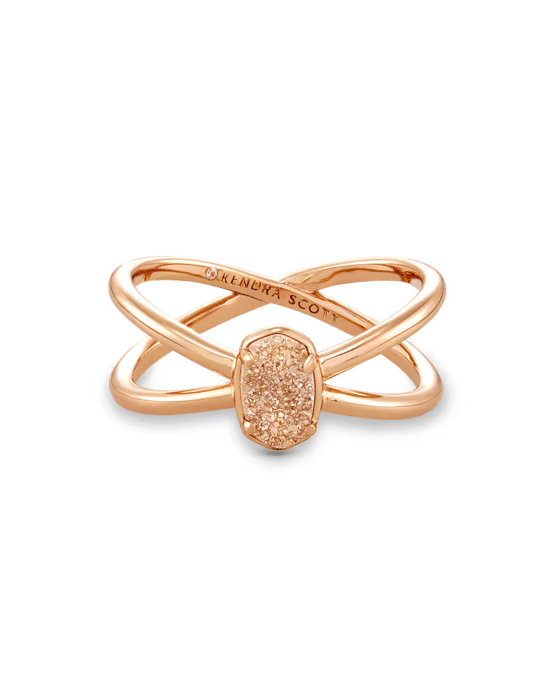 Emilie Rose Gold Double Band Ring in Sand Drusy | Kendra Scott